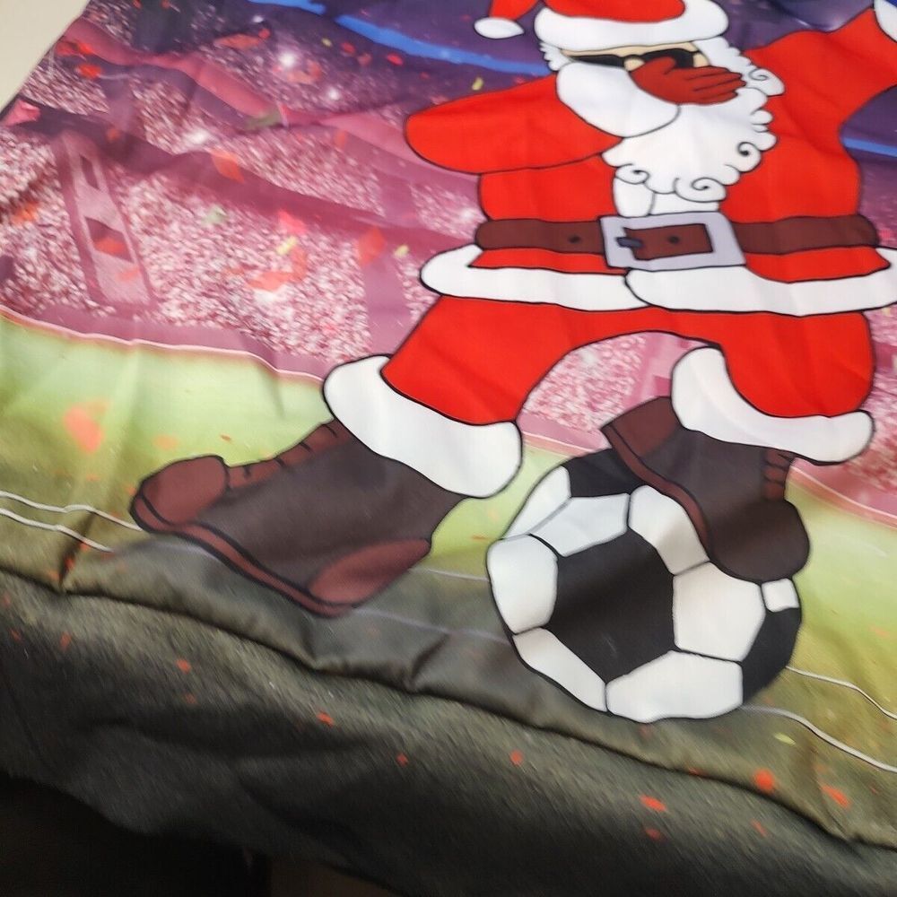 Santa Playing Soccer Sweater Sz Medium‎ Stadium Dab Long Sleeve Banded Christmas - Picture 7 of 9